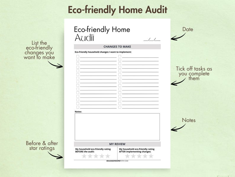Eco-friendly Lifestyle Checklist Printable Eco-friendly Home Planner Digital Sustainable Living Template Eco-Conscious Green Tips Conscious image 4