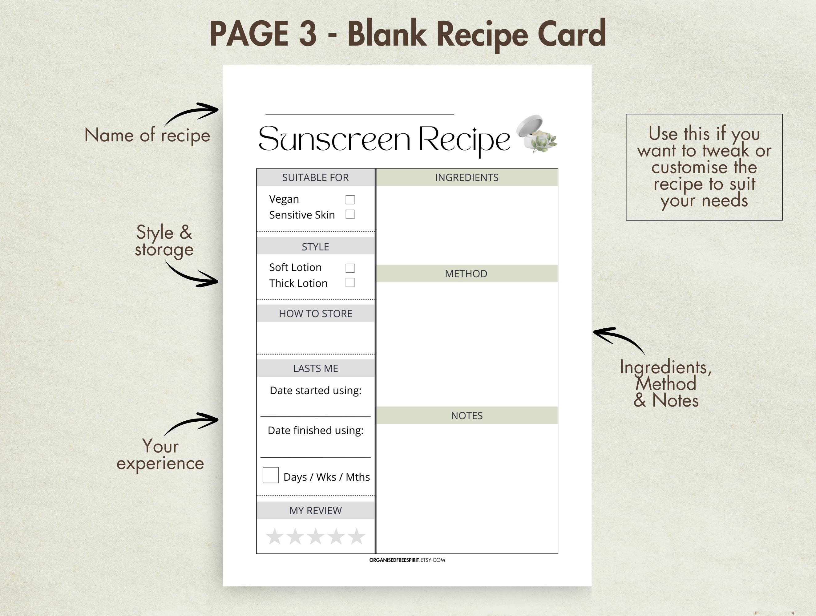 DIY Vegan Sunscreen Recipe Printable Homemade Vegan Suncream Natural ...