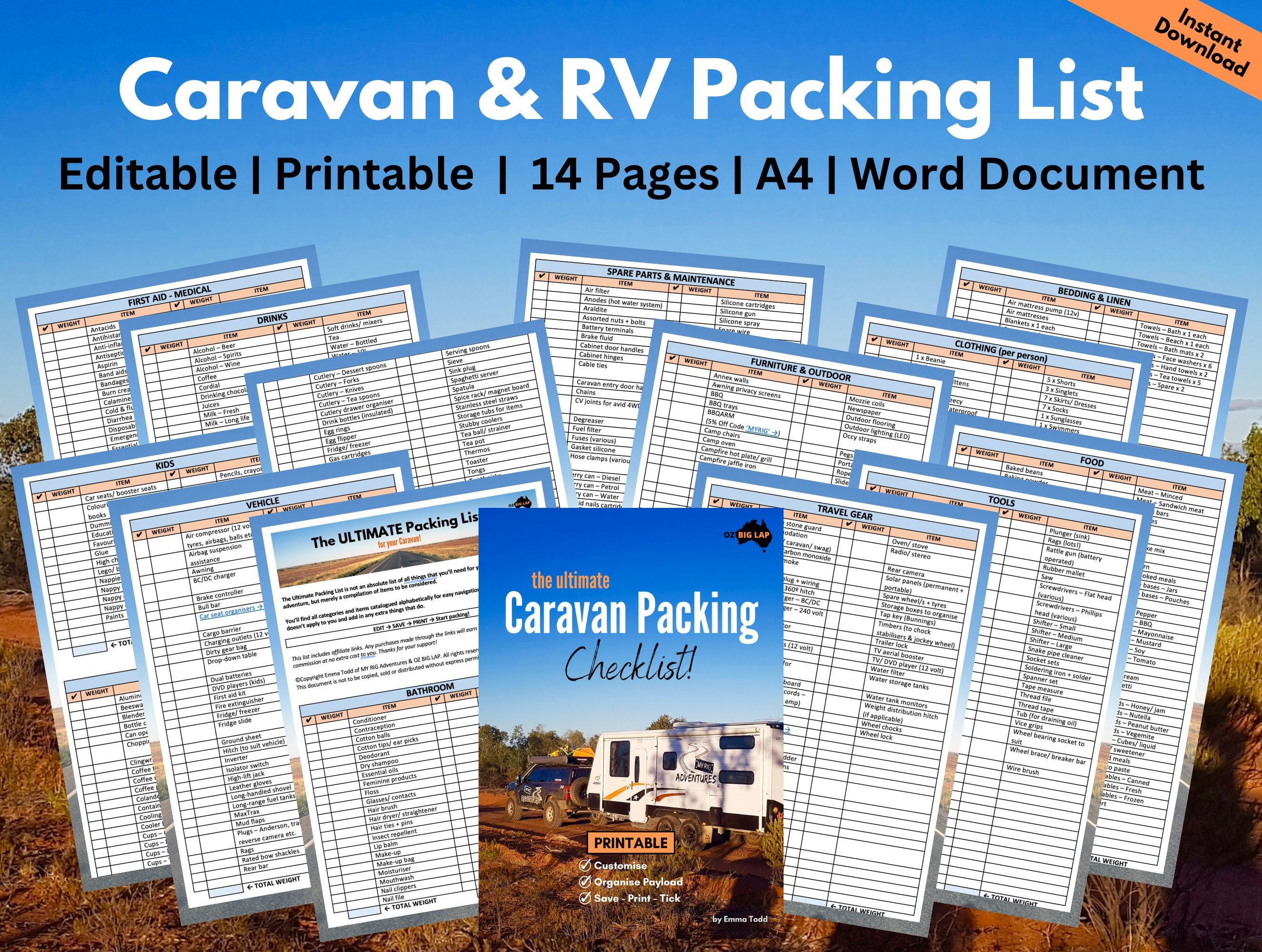 Printable Caravan Packing Checklist RV Planning Motorhome Planner