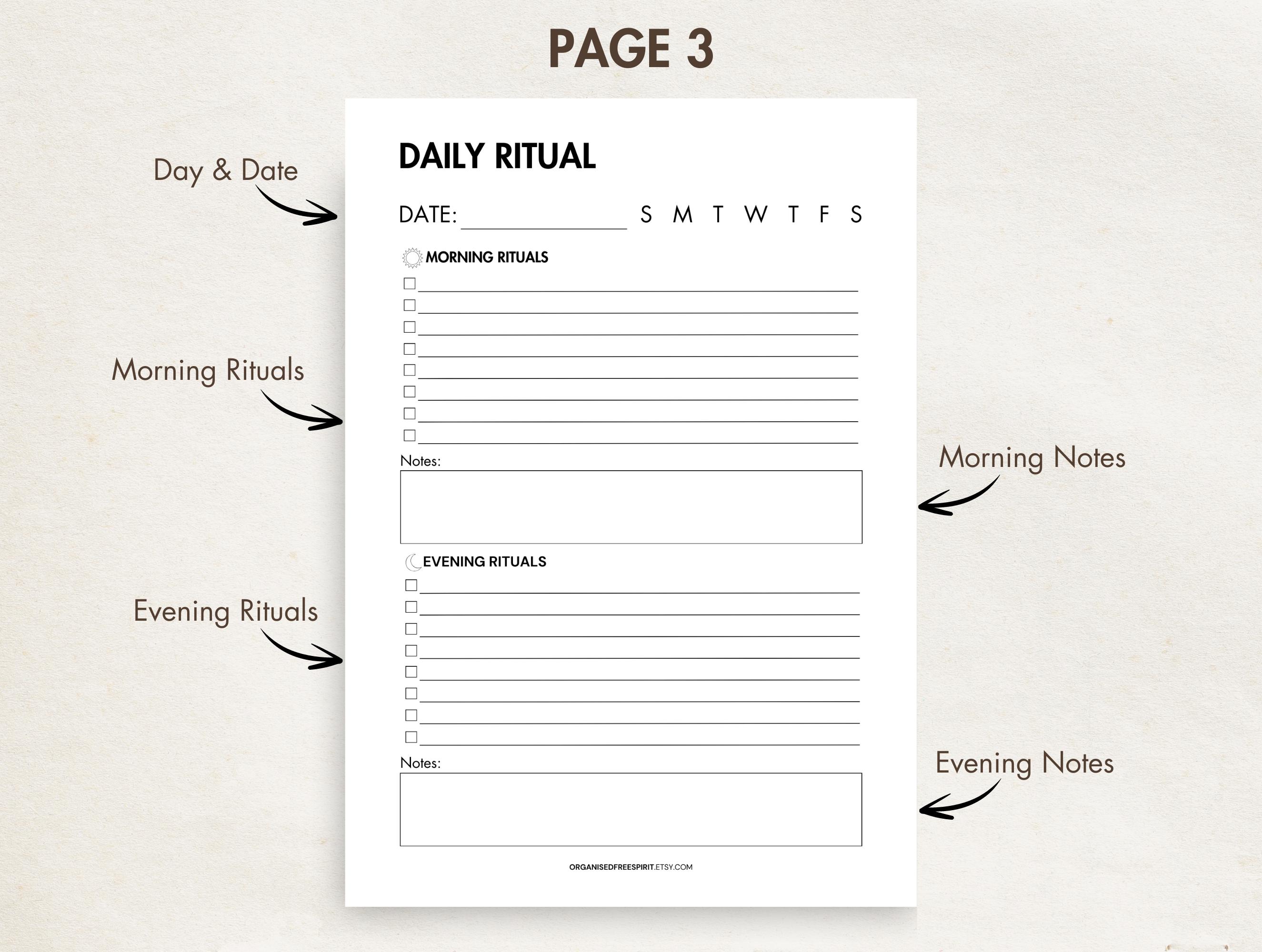 Daily Ritual Journal Printable Digital Daily Habits Tracker Morning ...