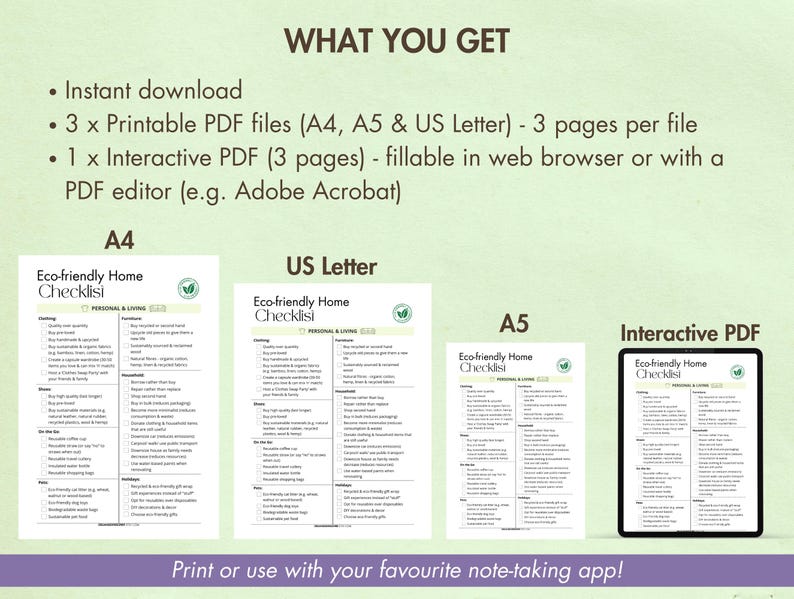 Eco-friendly Lifestyle Checklist Printable Eco-friendly Home Planner Digital Sustainable Living Template Eco-Conscious Green Tips Conscious image 7