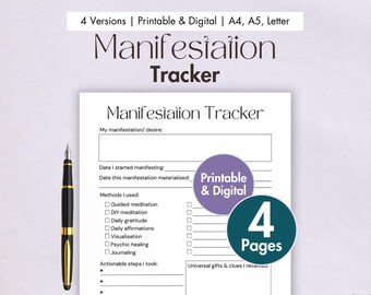 Manifestation Tracker Printable Digital PDF Manifestation Log Abundance List Law of Attraction Journal Prompts Law of Assumption Template