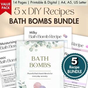 BUNDLE of DIY Badebombe Rezeptkarten Druckbare Digitaler Badebomben Planer Hausgemachte Badebomben Zutaten Blatt Vorlage Natürlich Selbstgemacht