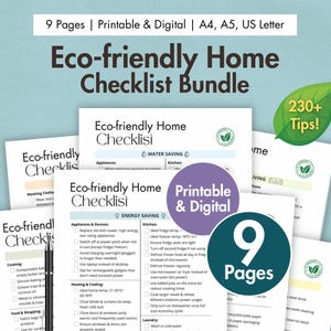 Eco-friendly Home Checklist BUNDLE Printable & Digital Sustainable Living Planner Eco Home Template Environmentally Green Living Tracker