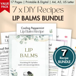 PACOTE de cartões com receitas de protetor labial faça você mesmo para imprimir | PDF digital de protetor labial caseiro | Brilho labial natural e ecológico com ingredientes orgânicos