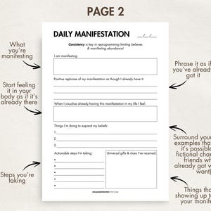 Manifestation Journal Printable Digital Daily Manifestation 369 Method Law of Attraction Template 369 Manifestation Journal Prompts image 3