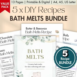 BUNDLE von DIY Bad Melts Rezept Karten Druckbare Digitale Bad Melts Planer Vorlage für Hausgemachte Zutaten Natürlich Vegan Umweltfreundlich