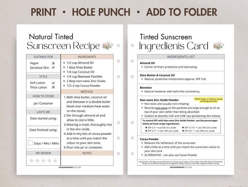 DIY Tinted Sunscreen Recipe Printable | Digital Homemade Tinted ...