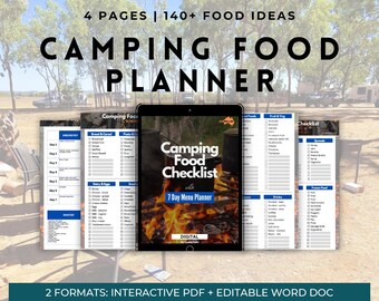 Camping Checklist &amp; Menu Planner - Etsy