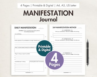 369 Manifestation Journal Printable Digital 369 Method Template Law of ...