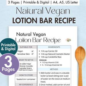 DIY Vegan Lotion Bar Rezept Selbstgemachte Lotion Bar Rezeptkarte Natürliche Zutaten Selbstgemachte Lotion Riegel Vegan Umweltfreundlich Zero Waste Bio