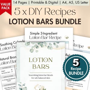BUNDLE von DIY Lotion Bar Rezepten | Natürliche feste Lotion mit ätherischen Ölen | Bio-Hautpflege-Printables | Digitale selbstgemachte Karten