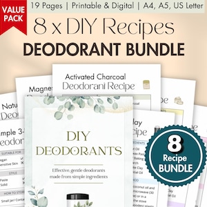 BUNDLE of DIY Deodorant Rezeptkarten Printable No Bicarbonat Deodorant Selbstgemachte Natürliche Inhaltsstoffe Deodorant Zero Waste Vegan Umweltfreundlich