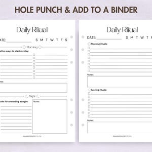 Daily Ritual Journal Printable Digital Daily Habits Tracker Morning ...
