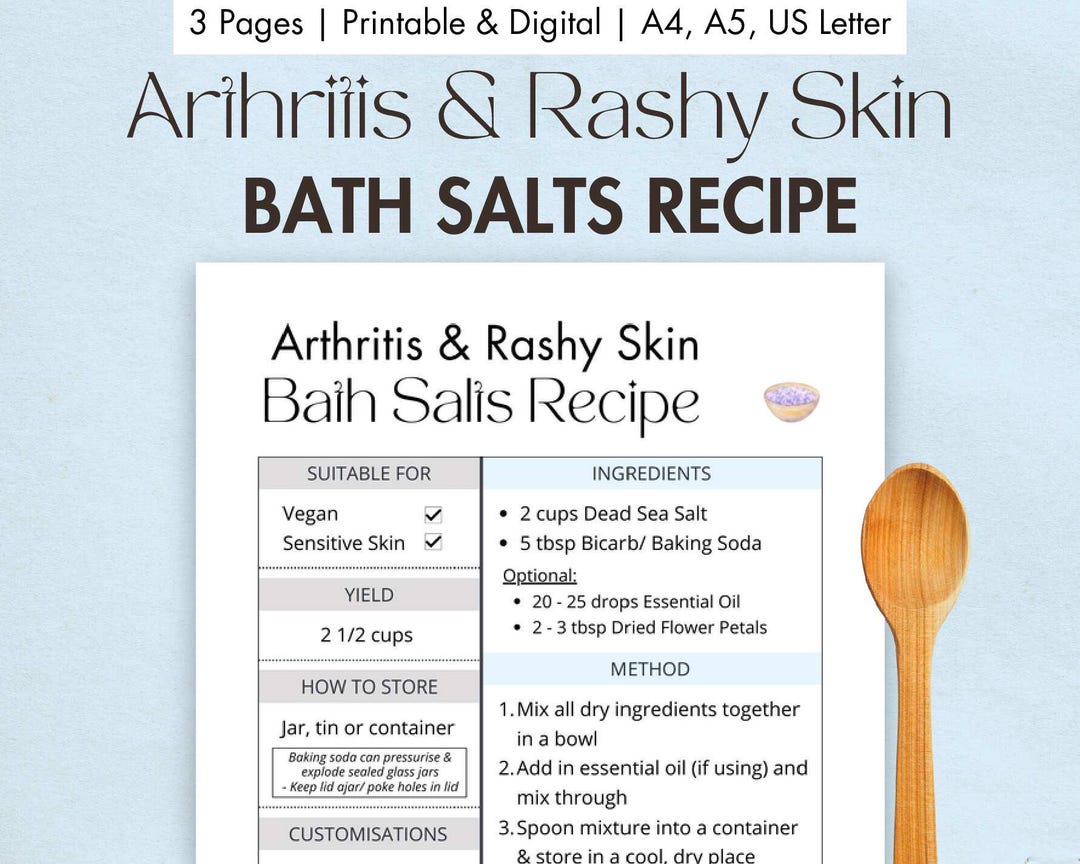 DIY Bath Salts Recipe Card Printable Digital Bath Salts Planner ...