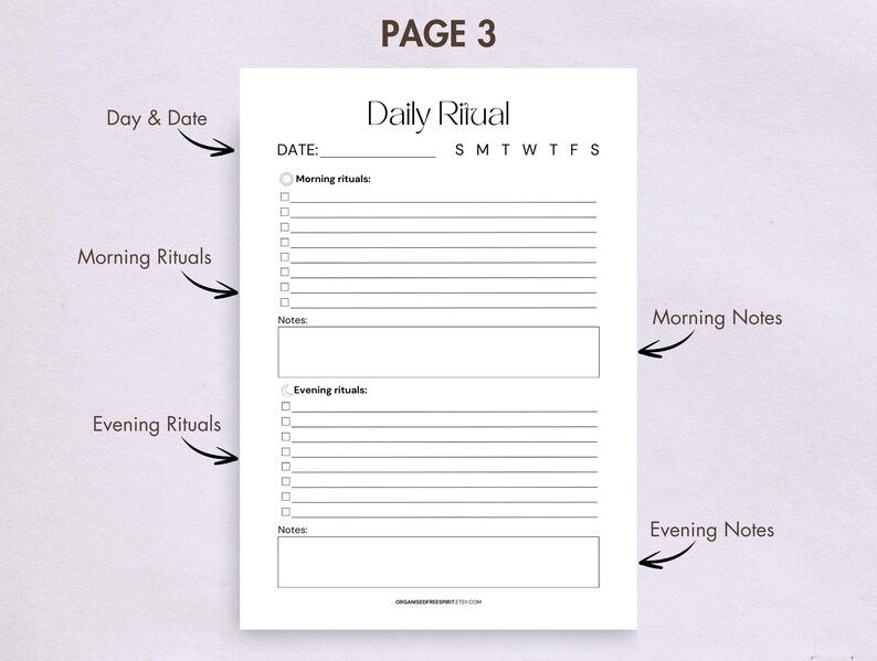 Daily Ritual Journal Printable Digital Daily Habits Tracker Morning ...