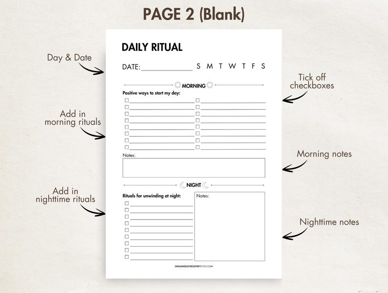 Planner Ritual Daily Ritual Journal Printable Digital Daily Habits Tracker Morning ...