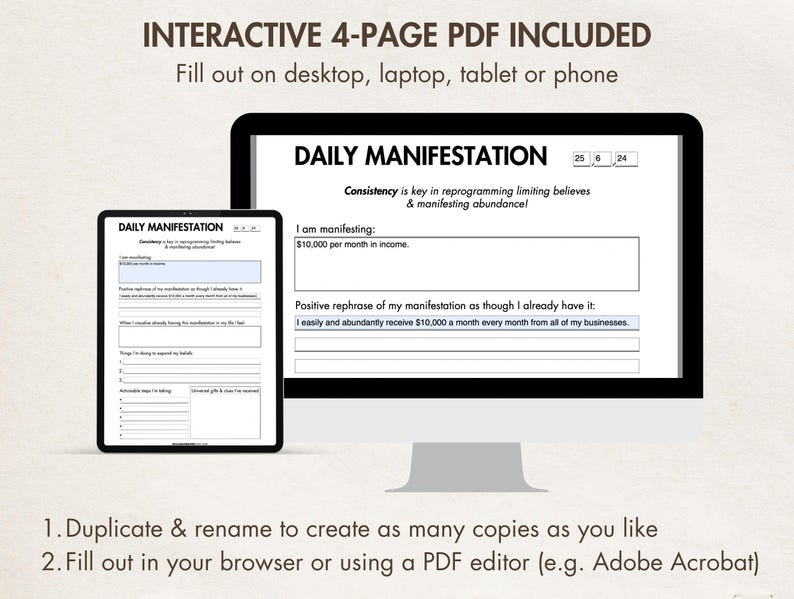 Manifestation Journal Printable Digital Daily Manifestation 369 Method Law of Attraction Template 369 Manifestation Journal Prompts image 7