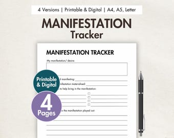 Manifestation Tracker Printable Digital PDF Manifestation Log Abundance List Law of Attraction Journal Prompts Law of Assumption Template