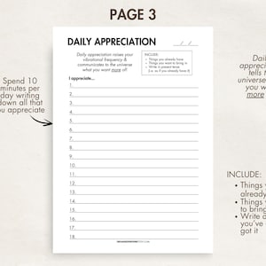 Manifestation Journal Printable Digital Daily Manifestation 369 Method Law of Attraction Template 369 Manifestation Journal Prompts image 4