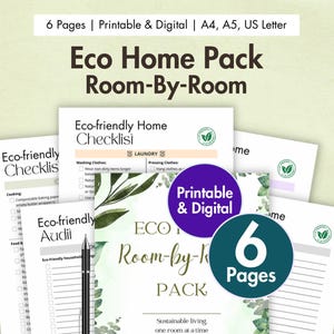 Eco Home Room-by-Room Pack Digital Printable Eco Home Checklist Kitchen Laundry Bathroom Home Audit Eco-friendly House Planner Sustainable
