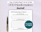 369 Manifestation Journal Printable Digital 369 Method Template Law of Attraction Planner LOA Journal Prompts Manifestation Template