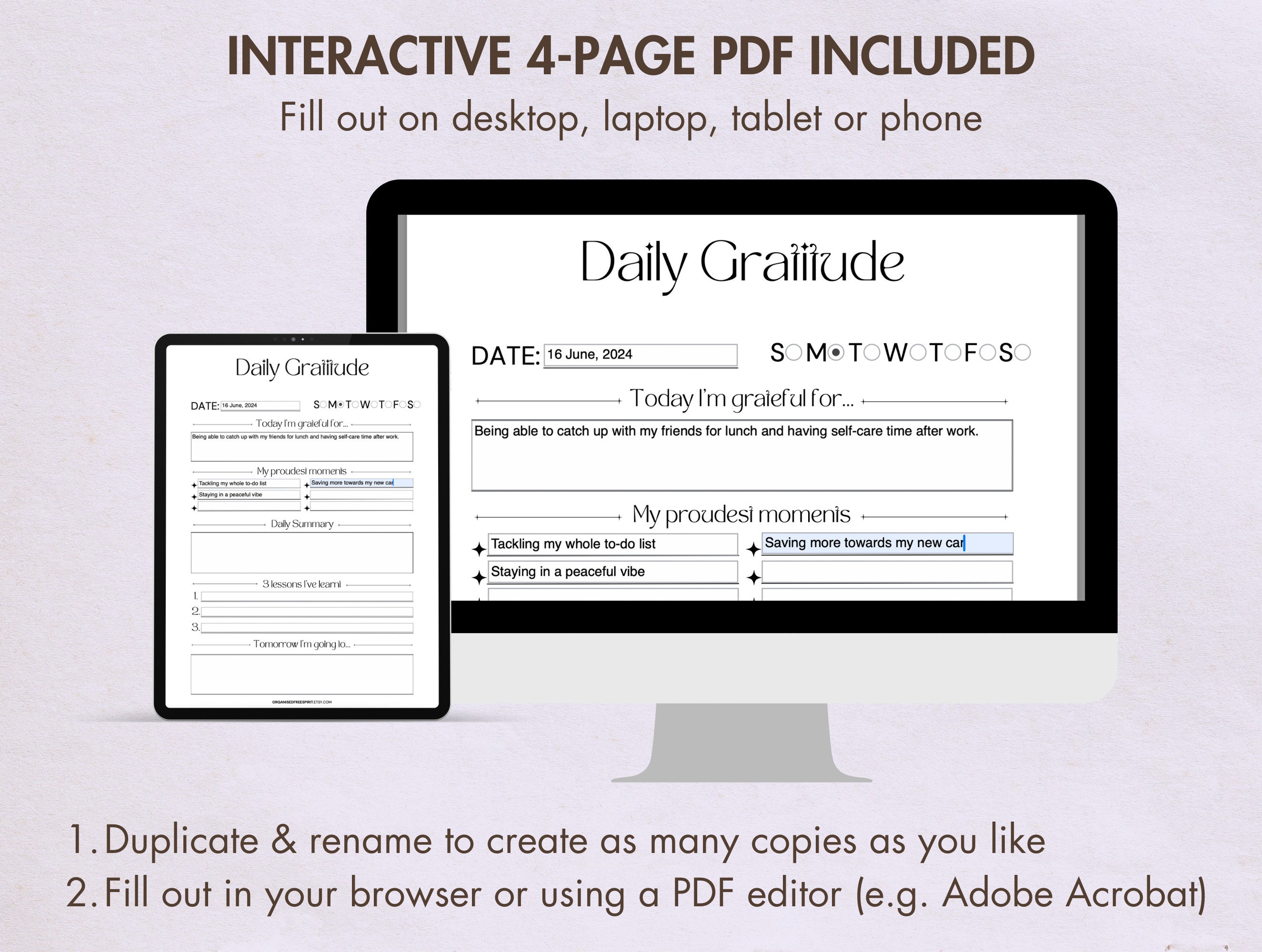 Daily Gratitude Journal Printable Digital Appreciation Pages Gratitude ...