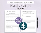 Manifestation Journal Printable Digital Daily Manifestation Journal 369 Method Law of Attraction Template 369 Manifestation Journal Prompts
