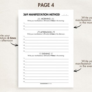 Manifestation Journal Printable Digital Daily Manifestation 369 Method ...