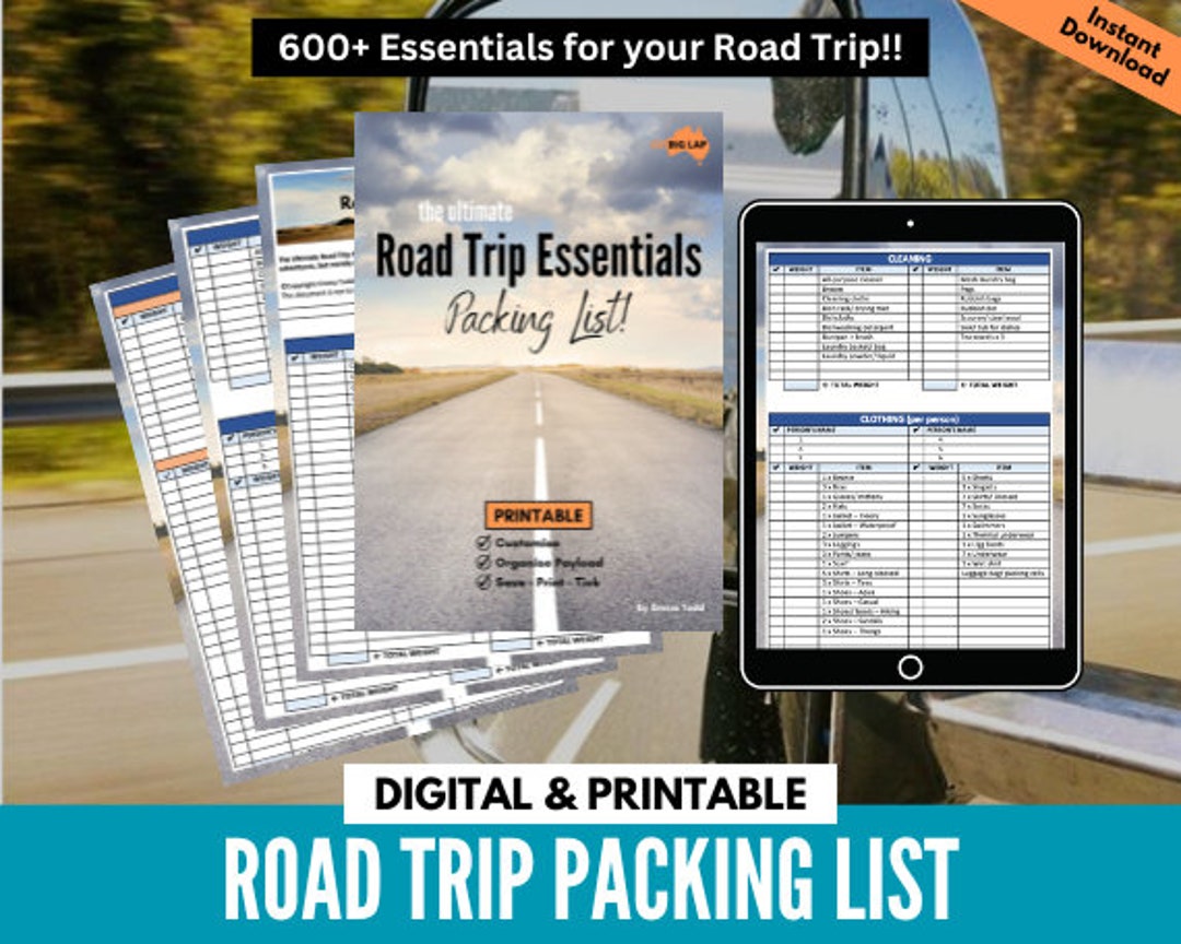DIGITAL & PRINTABLE Road Trip Packing Checklist Travel Planning Camping ...