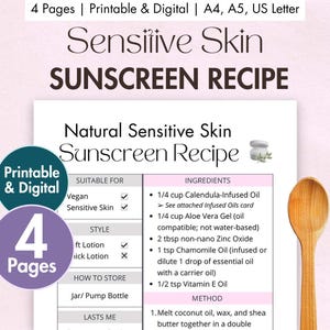 DIY Sonnencreme-Rezept für empfindliche Haut | Digitale, sanfte Sonnencreme mit Zinkoxid & Kamille | Natürliche Zero Waste Karte