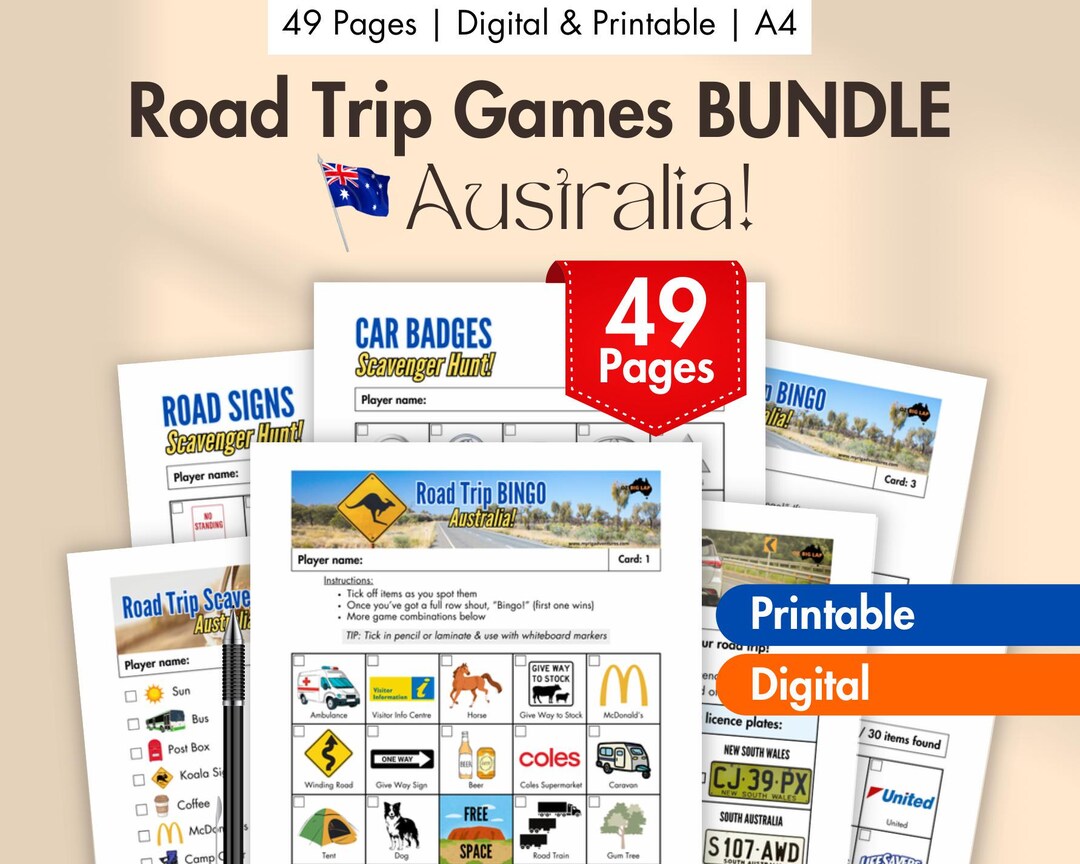 Road Trip Games Australia Bundle Printable & Digital Scavenger Hunt