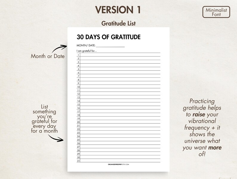 30 Days of Gratitude Journal, Printable Digital PDF, Monthly Gratitude Calendar, Gratitude ...