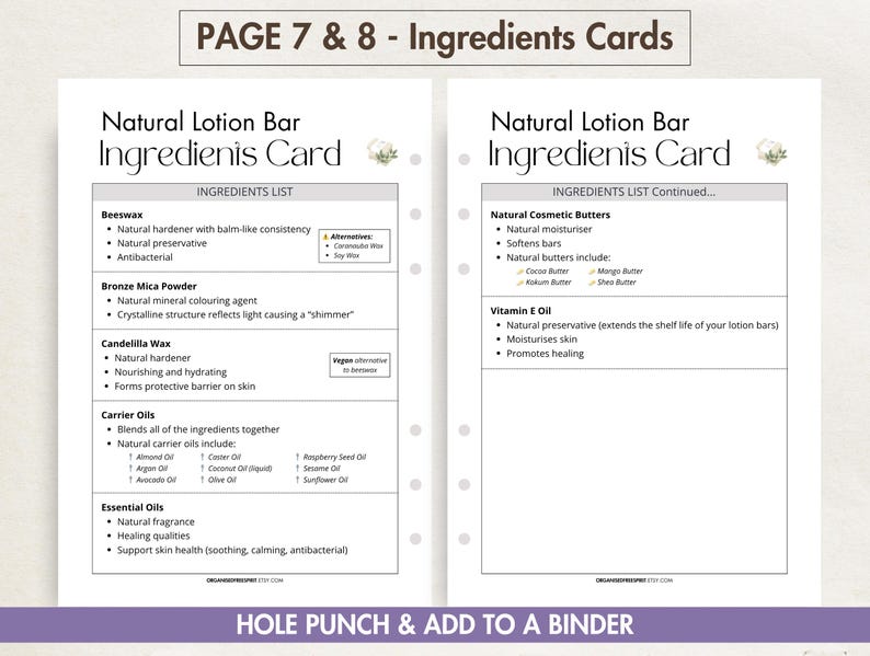 5 x DIY Lotion Bar Recipes | Natural Solid Lotion with Essential Oils | Organic Vegan Skincare Printables | Digital Homemade Cards BUNDLE image 5