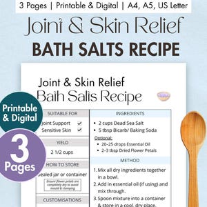 Recette DIY de sels de bain pour le soulagement des articulations et de la peau | numérique sels de bain naturels | Bain-trempage fait maison pour peau irritée + arthrite