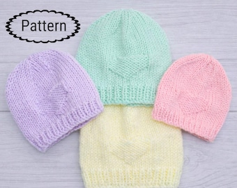 Knitting Pattern for baby hat - Preemie & New born hat pattern - baby hat pattern - infant hat pattern - preemie hat pattern - PDF - KP434