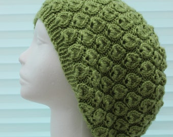 instant download knitted ladies beanie slouchy hat, UK & USA Terms KP383