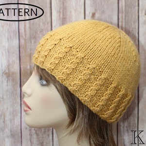 Knitting pattern for ladies hat - cable hat pattern - aran hat pattern  - knit hat - hat pattern - PDF - KP389