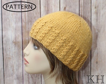 Knitting pattern for ladies hat - cable hat pattern - aran hat pattern  - knit hat - hat pattern - PDF - KP389