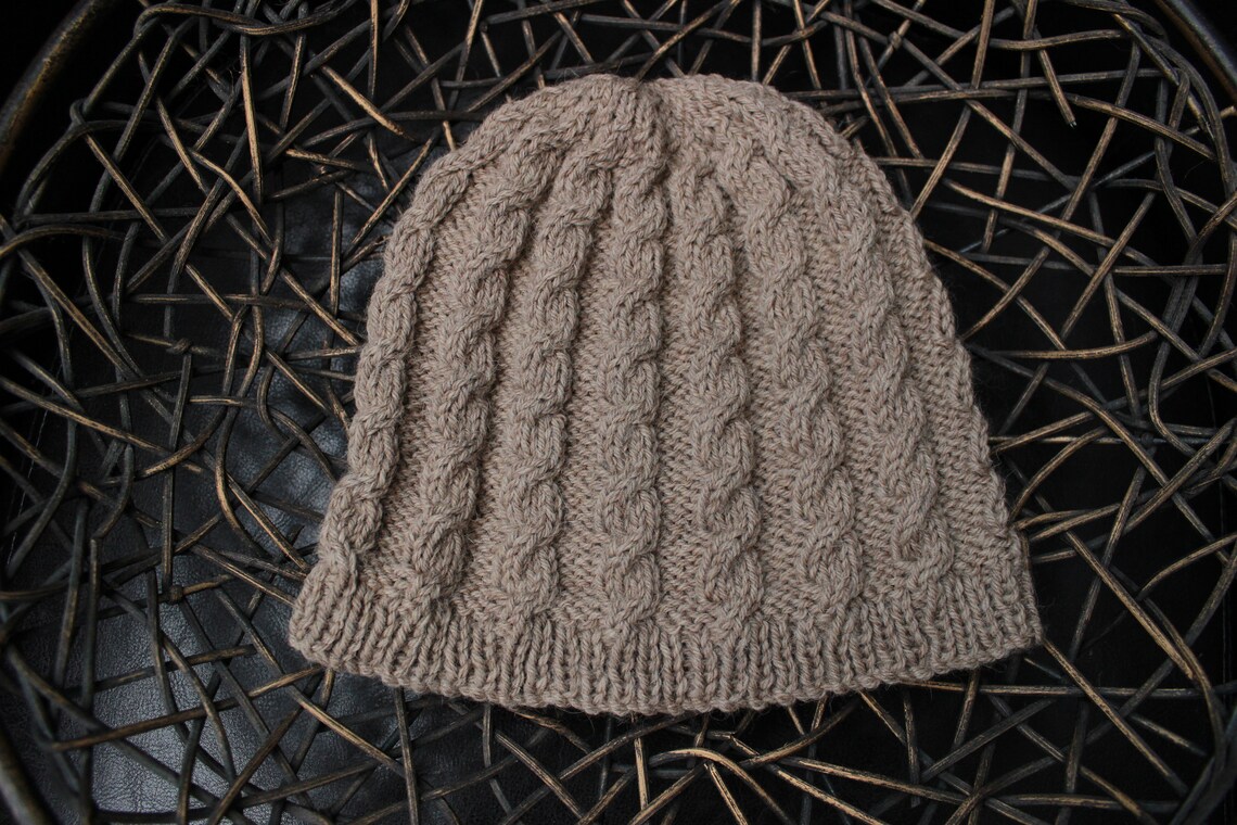 Knitting Pattern for Mens Cable Hat - Mens Beanie Knitting Pattern ...