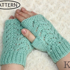 Knitting pattern for ladies fingerless gloves - open mitts pattern - knitting pattern wrist warmers - PDF -KP399