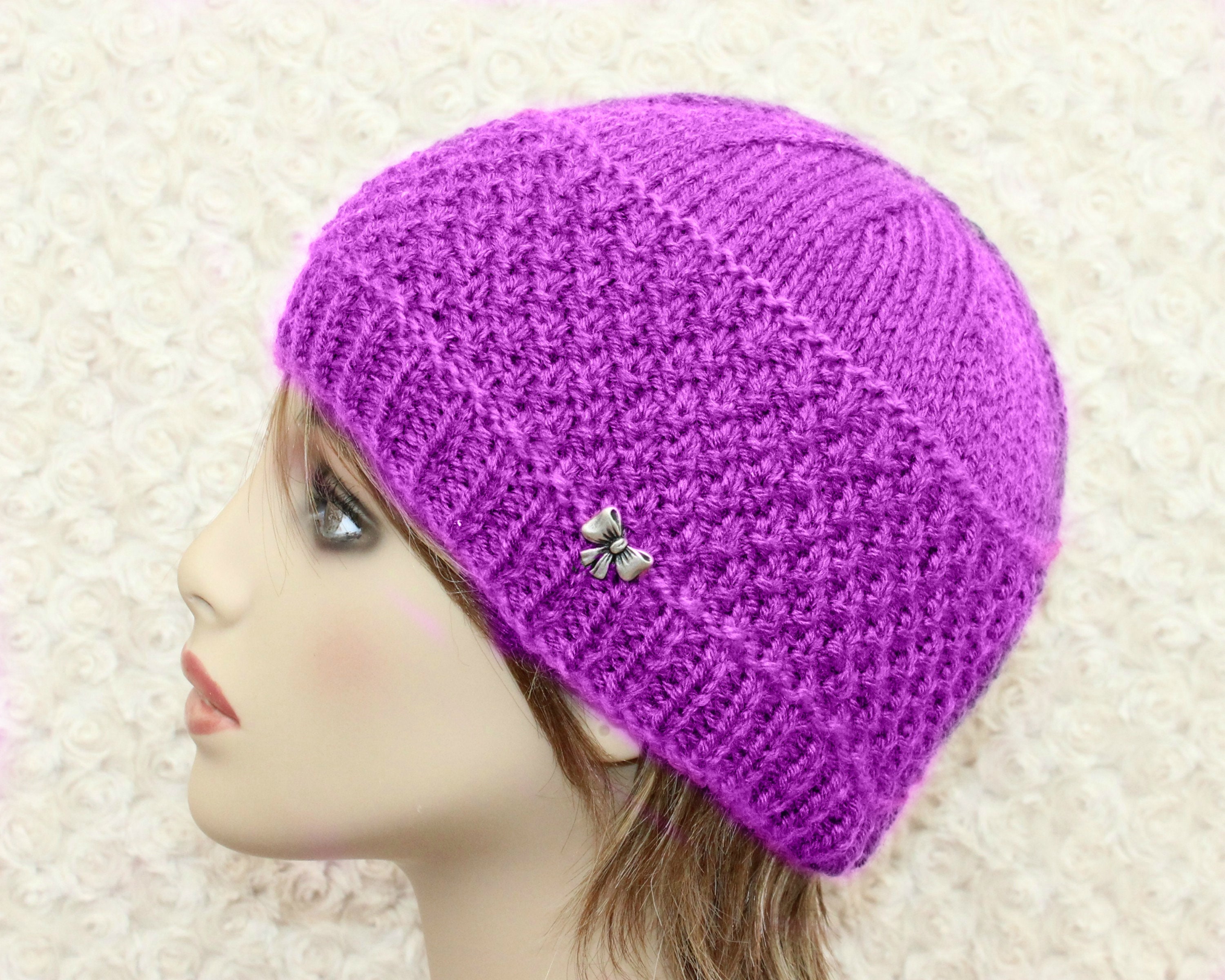 Knitting Pattern Ladies Hat Knitted Beanie Womens Hat Pattern Lady's