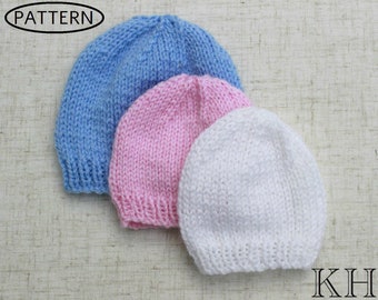 Knitting Pattern for Baby Hats - tiny hat pattern - preemie hat pattern - newborn  hat pattern- PDF - straight or circular knitting - KP570