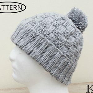 knitting pattern mens hat - mans beanie pattern - mans winter hat pattern - PDF - KP385