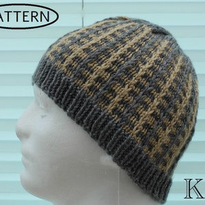knitting pattern mens hat mans hat knitting pattern mans beanie pattern adult hat pattern PDF KP416 image 1