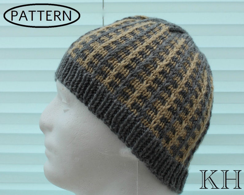 knitting pattern mens hat mans hat knitting pattern mans beanie pattern adult hat pattern PDF KP416 image 1