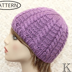 knitting pattern ladies hat // knit hat pattern // cable hat pattern // womens hat knitting pattern // KP472