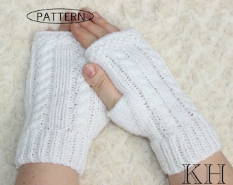 Strickmuster Damen fingerlose Handschuhe - Pulswärmer - Muster für offene Handschuhe - KP395