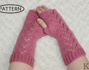 knitting pattern for fingerless gloves - wrist warmer pattern - open mitts pattern - arm warmers - PDF - kp474