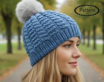 Knitting Pattern Ladies Hat // Knit Hat Pattern // Cable Hat Pattern // Women's Aran / Worsted Hat Knitting Pattern // KP472